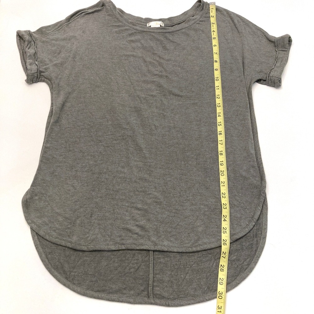 matty m Tee Shirt Gray Rolled Short Sleeve Womens M Rayon Spandex Soft Highlow - Picture 5 of 6